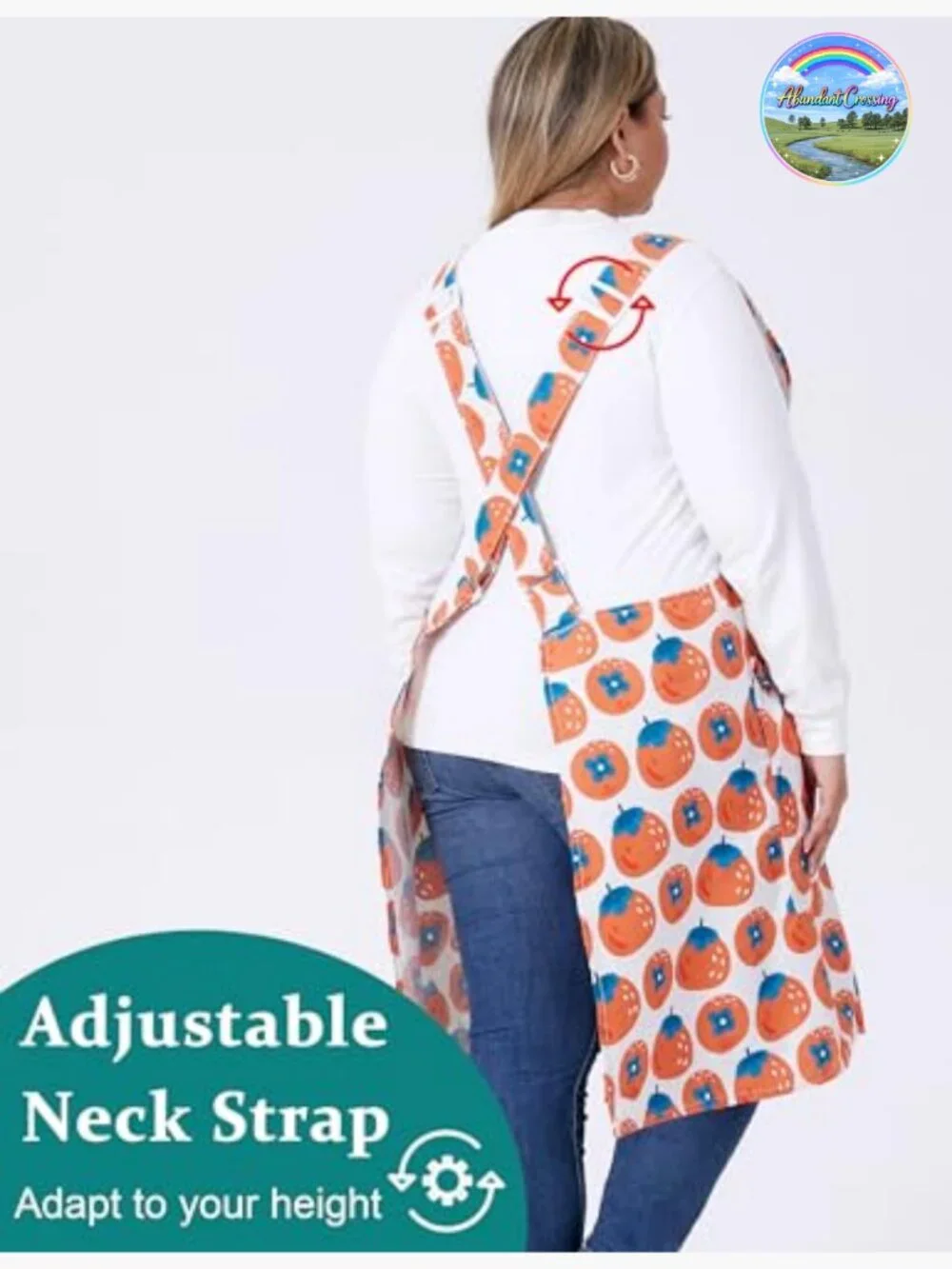 Plus Size Cotton Linen Blend Apron with Cross Back Adjustable Straps
